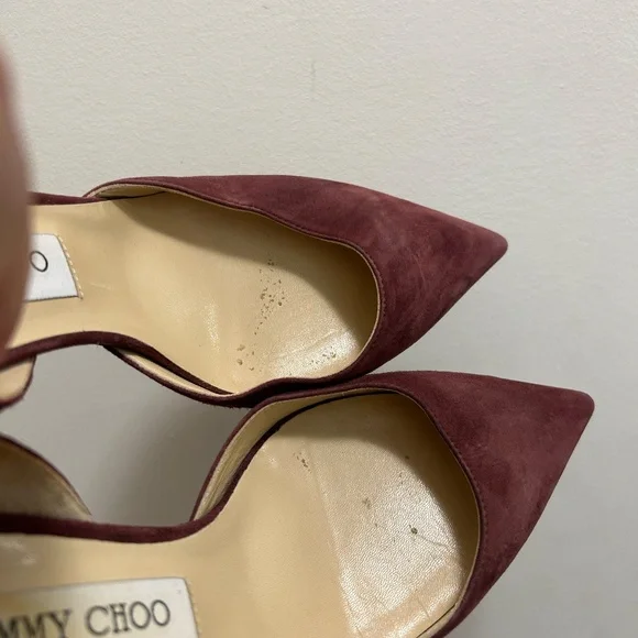 Jimmy Choo *Barely Worn* Burgundy Suede Addison D'Orsay Pumps - Picture 9 of 10